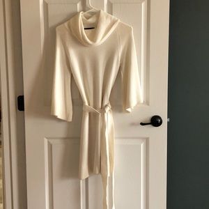 Ivory Cowl Neck Sweater Dress
